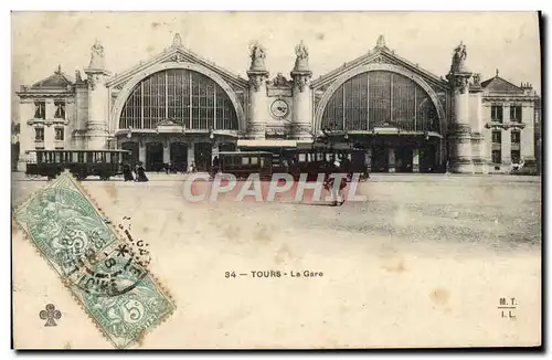 Cartes postales Tours La Gare Tramway