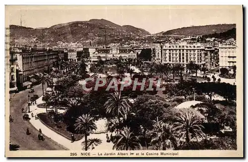 Cartes postales Nice Le Jardin Albert 1er et la Casino Municipal Flamme grand prix automobile 1933