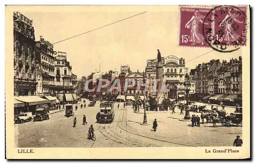 Cartes postales Lille La Grand Place Tramway