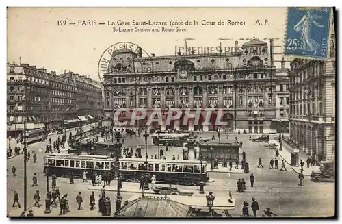 Ansichtskarte AK Paris La Gare Saint Lazare Cote de la Cour de Rome Tramway