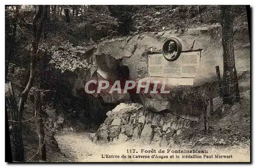 Ansichtskarte AK Foret de Fontainebleau L&#39Entree de la Caverne d&#39Augas et le medaillon Paul Merwart