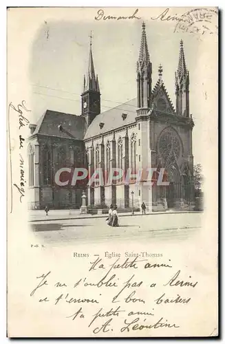 Ansichtskarte AK Reims Eglise Saint Thomas Cachet levee de nuit paris