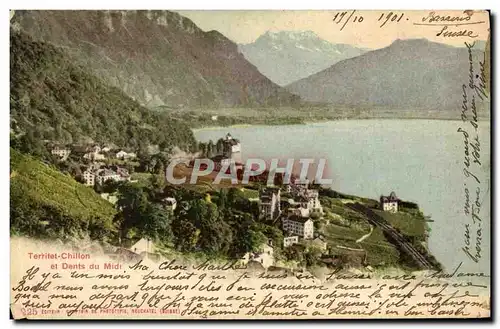 Cartes postales Territet Chillon et dents du Midi