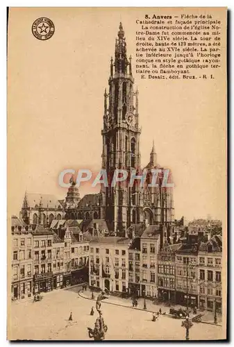 Cartes postales Anvers Fleche de la Cathedrale et Facade principale