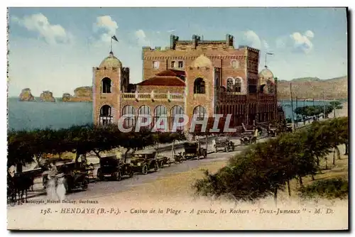 Cartes postales Hendaye Casino de la Plage A gauche Les rochers Deux Jumeaux