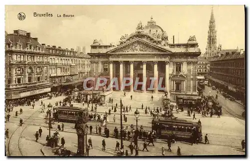 Ansichtskarte AK Bruxelles La Bourse Tramway