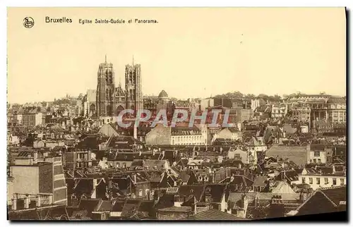 Cartes postales Bruxelles Eglise Sainte Gudule et Panorama