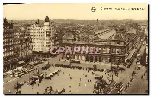 Cartes postales Bruxelles Place rogier et Gare du Nord