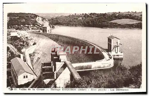 Cartes postales Barrage d'Eguzon Rive gauche Les deversoirs