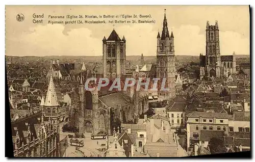 Cartes postales Gand Panorama Eglise St Nicolas Le beffroi et l'eglise St Bavon