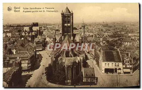Cartes postales Gand Eglise Saint Nicolas et Panorama