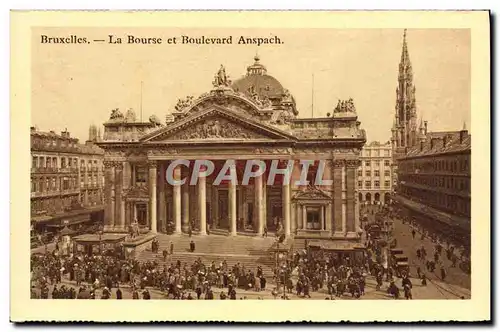 Cartes postales Bruxelles La Bourse et Boulevard Anspach