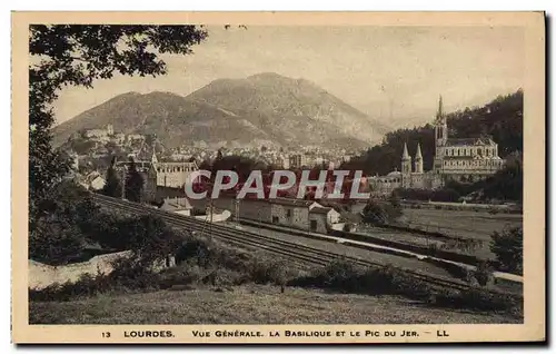 Cartes postales Lourdes Vue Generale La Basilique Et Le Pic du Jer