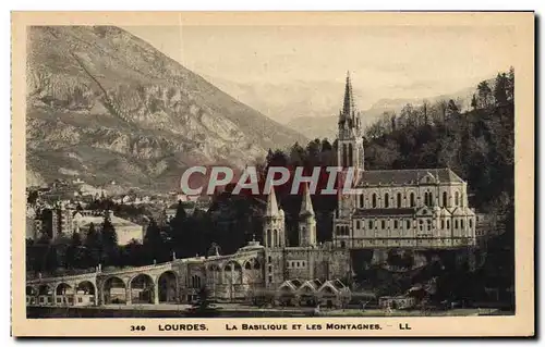 Cartes postales Lourdes Vue Generale La Basilique Et Les montagnes