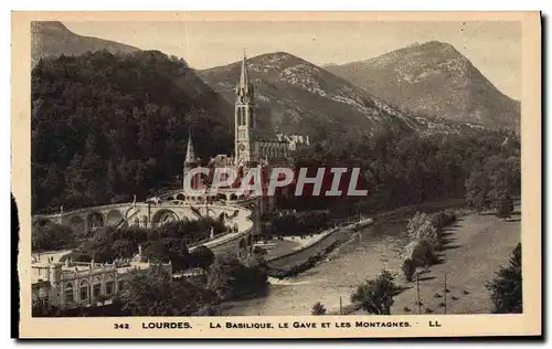 Cartes postales Lourdes La Basilique Le Gave Et les Montagnes