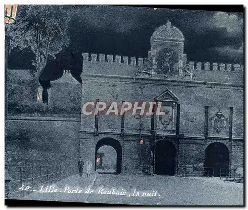 Cartes postales Lille Porte de Roubaix la nuit