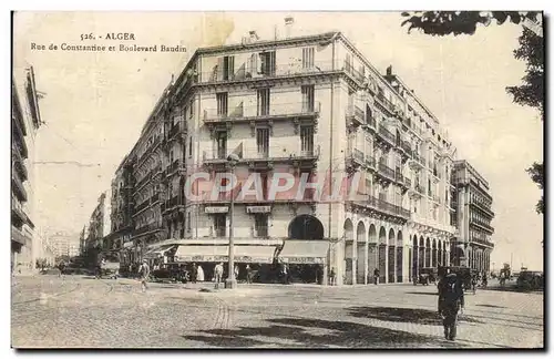 Cartes postales Alger Rue De Constanrine Et Boulevard Baudin
