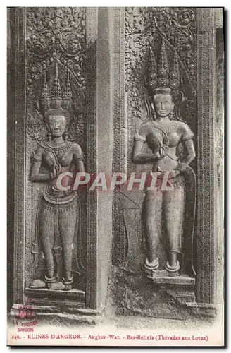 Cartes postales Ruines Dangkor Angkor Wat Bas Reliefs Thevadas aux lotus Saigon