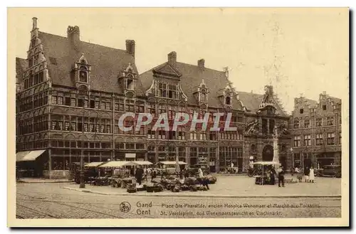 Cartes postales Gand Place Ste Pharailde ancien hospice Wenemaer et marche aux poissons