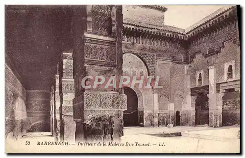 Cartes postales Marrakech Interieur De La Medersa Ben Youssel