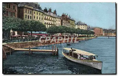 Cartes postales Geneve Perspective Du Grand Quai Bateau