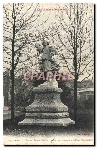 Ansichtskarte AK Pau Salur Notre Bearn Statue Marbre au parc Beaumont