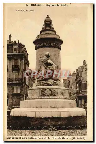 Cartes postales Reims Esplanade Ceres Monument aux infirmieres de la grande guerre Militaria