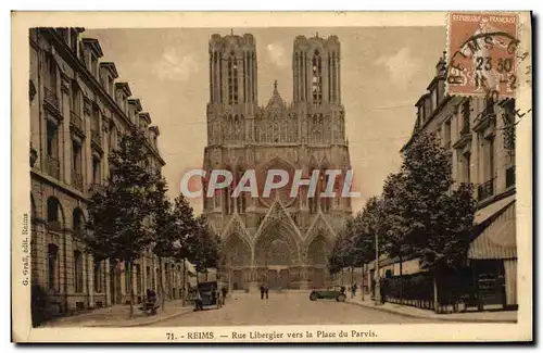 Ansichtskarte AK Reims Rue Libergier Vers La Place Du Parvis