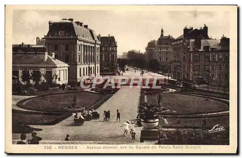 Ansichtskarte AK Rennes Avenue Janvier Vue Du Square Du Palais Saint Georges