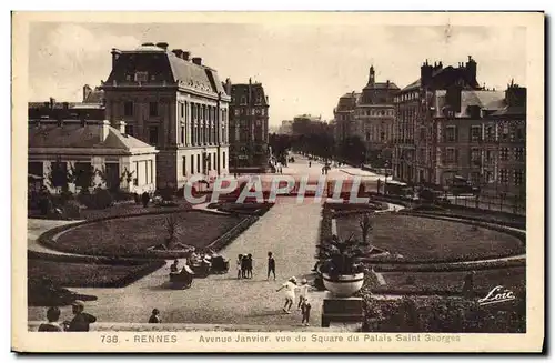 Cartes postales Rennes Avenue Janvier Vue Du Square Du Palais Saint Georges