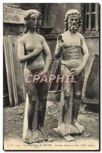 Ansichtskarte AK La Cathedrale De Rouen Statues D&#39Adam Et Eve