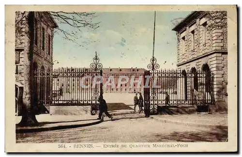 Cartes postales Rennes Entree Du Quartier Marechal Foch Militaria