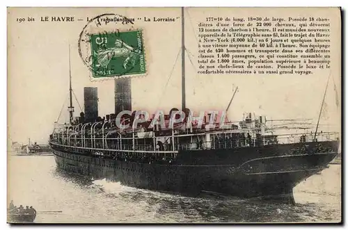 Cartes postales Le Havre Le Trasatlantique La Lorraine