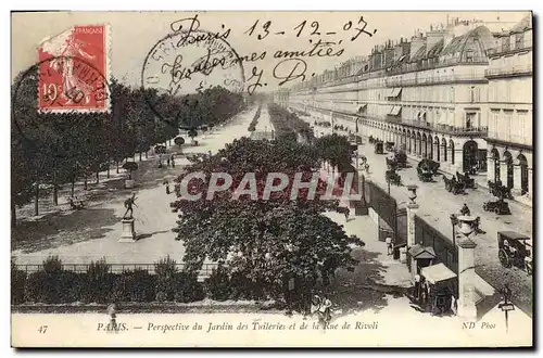 Cartes postales Paris Perspective du Jardin des Tuileries et de la rue de Rivoli