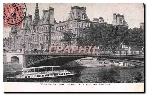 Cartes postales Paris La Pont D&#39Arcole L&#39Hotel De Ville