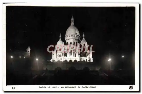 Cartes postales Paris La Nuit La Basilique du Sacre Coeur