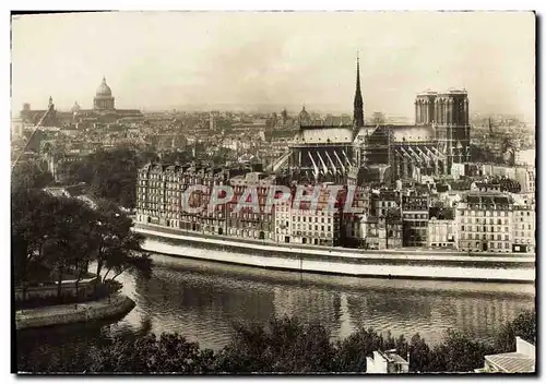 Moderne Karte Paris Vue Generale Seine Notre Dame et Pantheon