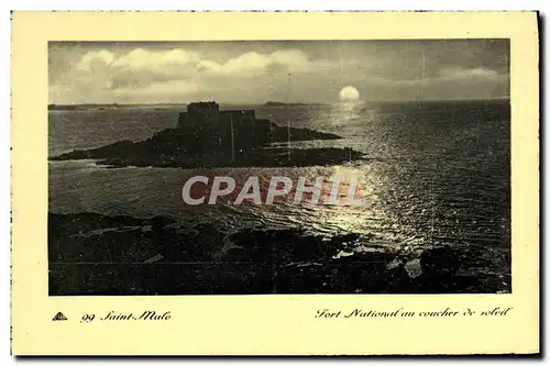 Ansichtskarte AK Saint Malo Fort National au coucher de soleil