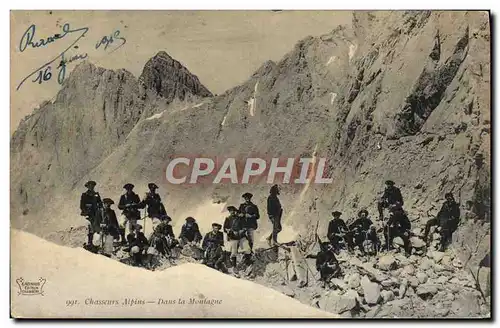 Cartes postales Chasseurs Alpins Dans la montagne Militaria