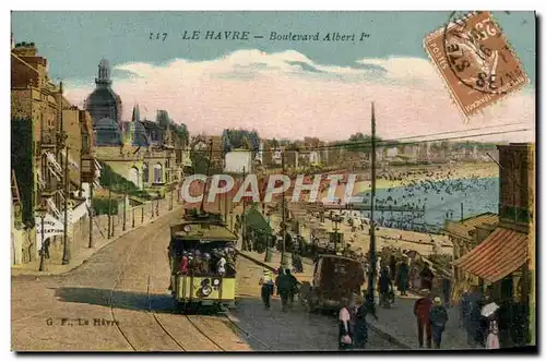 Cartes postales La Havre Boulevard Albert 1er Tramway