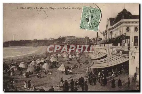 Cartes postales Biarritz La Grande Plage et le Casino municipal