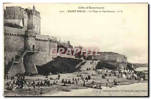 Ansichtskarte AK Saint Malo La Plage de Bon Secours