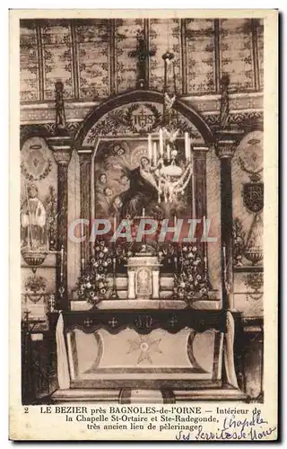 Ansichtskarte AK Le Bezier Pres Bagnoles de L&#39Orne Interieur de la chapelle St Ortaire et Ste RAdegonde tres a