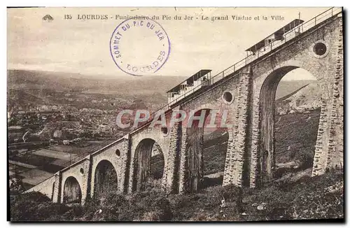 Cartes postales Lourdes Funiculaire du Pic du Jer Le grand viaduc et la ville