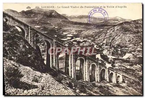 Cartes postales Lourdes Le Grand Viaduc du Funiculaire et la Vallee d&#39Argeles