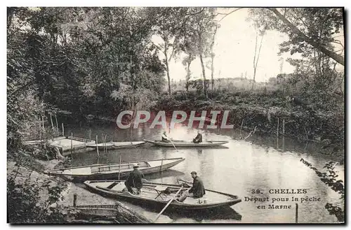 Ansichtskarte AK Chelles Depart Pour la Peche en Marne Barques