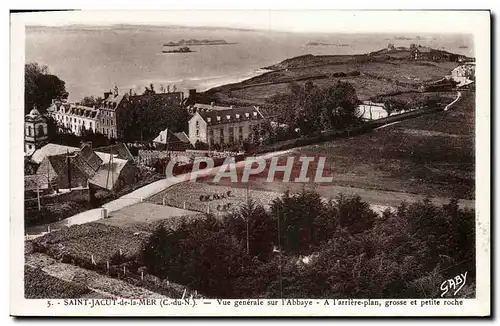Ansichtskarte AK Saint Jacut la Mer Vue generale sur l&#39abbaye A l&#39arriere plan grosse et petite roche