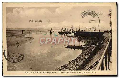 Ansichtskarte AK Le Pouliguen L&#39Entree du du Port au Soleil Couchant Bateaux