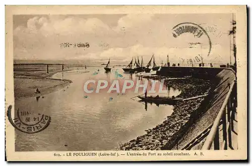 Cartes postales Le Pouliguen L'Entree du du Port au Soleil Couchant Bateaux