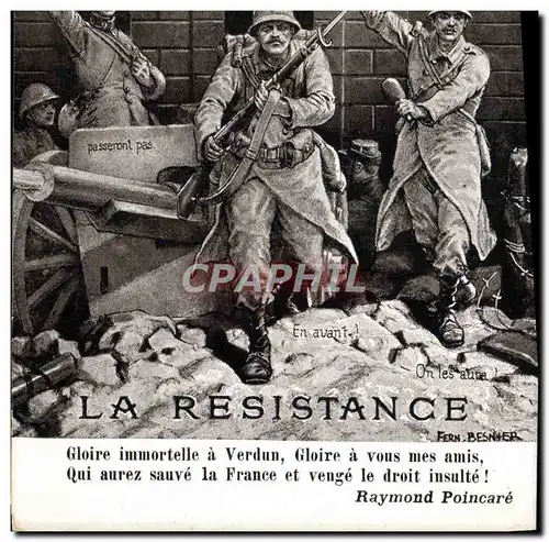 Cartes postales Verdun La resistance Militaria